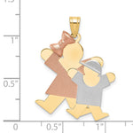 14K Tri-Color Big Girl and Little Boy Engravable Charm - Product Photo
