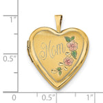14ky 20mm Enameled Floral MOM Heart Locket - Product Photo