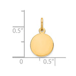 10K / 14K Yellow Gold Plain .013 Gauge Circular Engravable Disc Charm - Product Photo