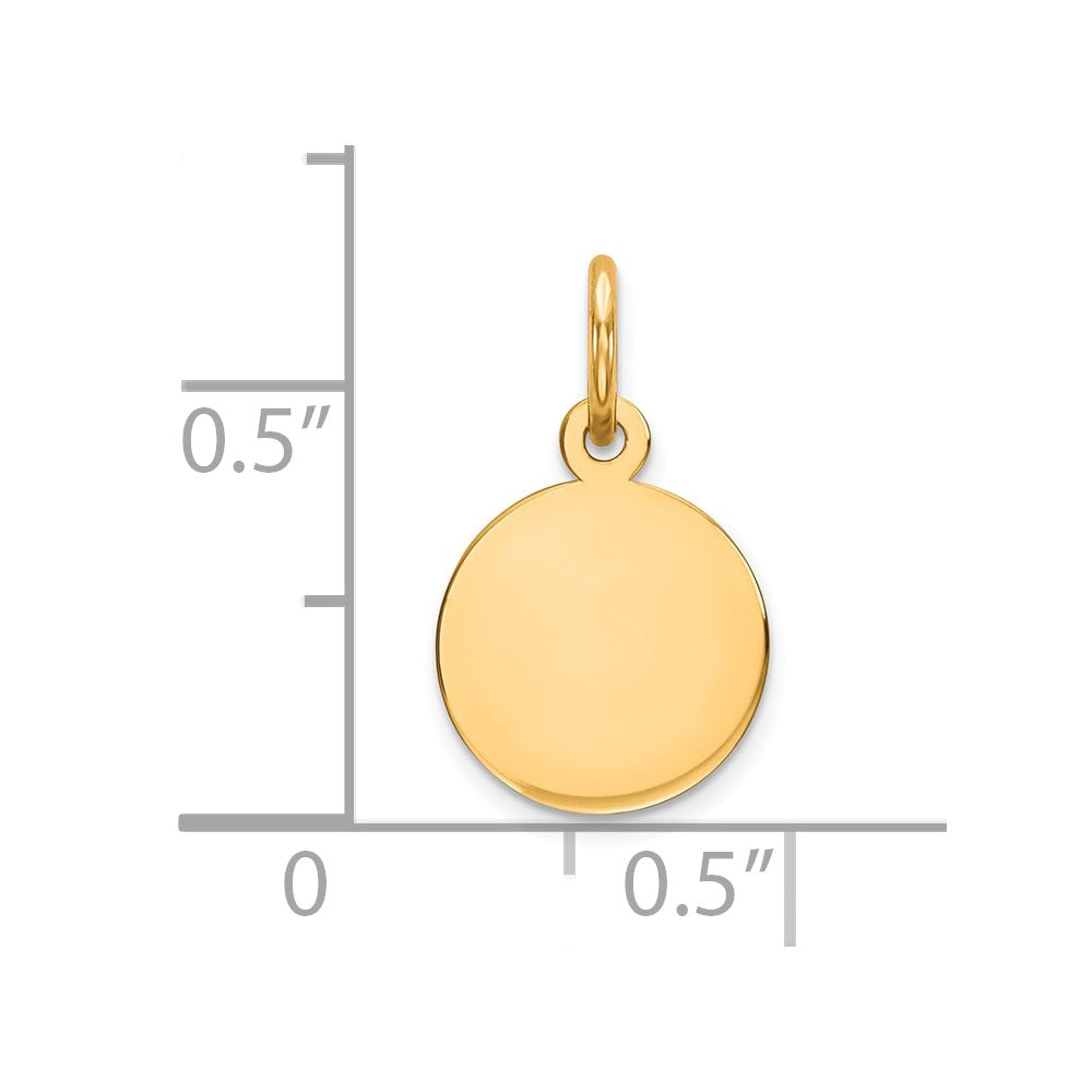 10K / 14K Yellow Gold Plain .013 Gauge Circular Engravable Disc Charm - Product Photo