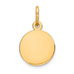 10K / 14K Yellow Gold Plain .013 Gauge Circular Engravable Disc Charm - Product Photo