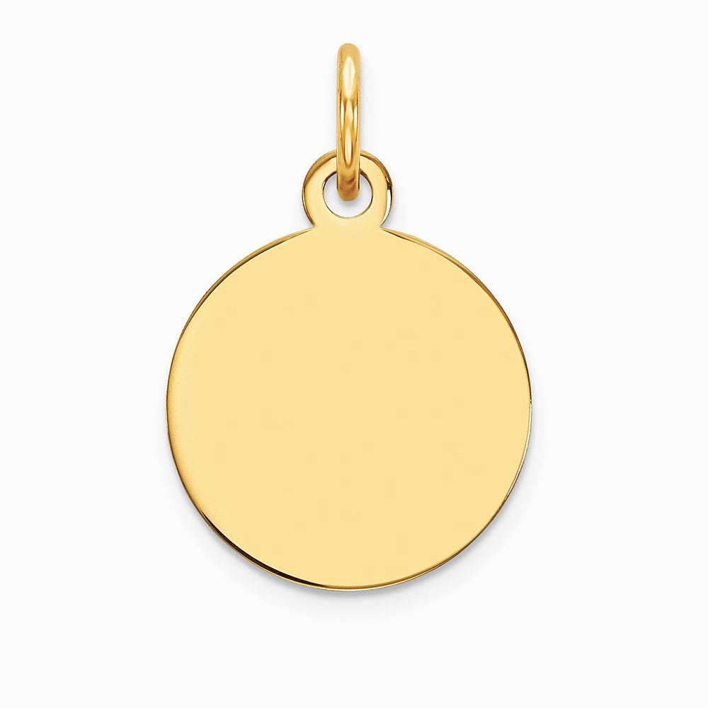 10K / 14K Yellow Gold Plain .018 Gauge Circular Engravable Disc Charm - Product Photo