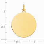 10K / 14K Yellow Gold Plain .018 Gauge Circular Engravable Disc Charm - Product Photo