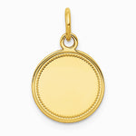 14K Yellow Gold Plain .018 Gauge Engravable Round Disc Charm - Product Photo