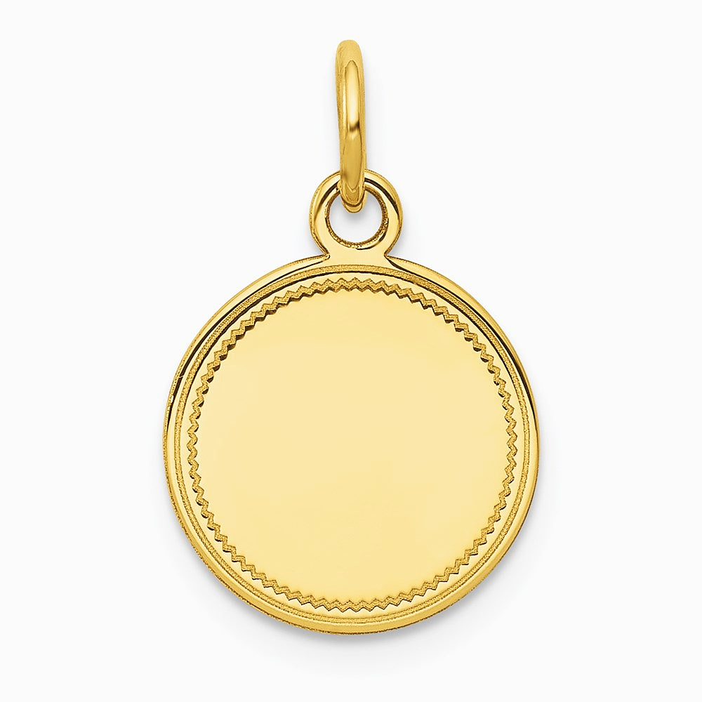 14K Yellow Gold Plain .018 Gauge Engravable Round Disc Charm - Product Photo
