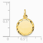 14K Yellow Gold Etched .011 Gauge Engravable Round Disc Charm - Product Photo