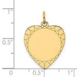 14k Etched .018 Gauge Engravable Heart Disc Charm - Product Photo