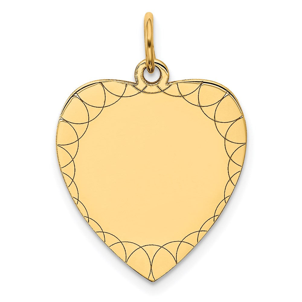 14k Etched .018 Gauge Engravable Heart Disc Charm - Product Photo