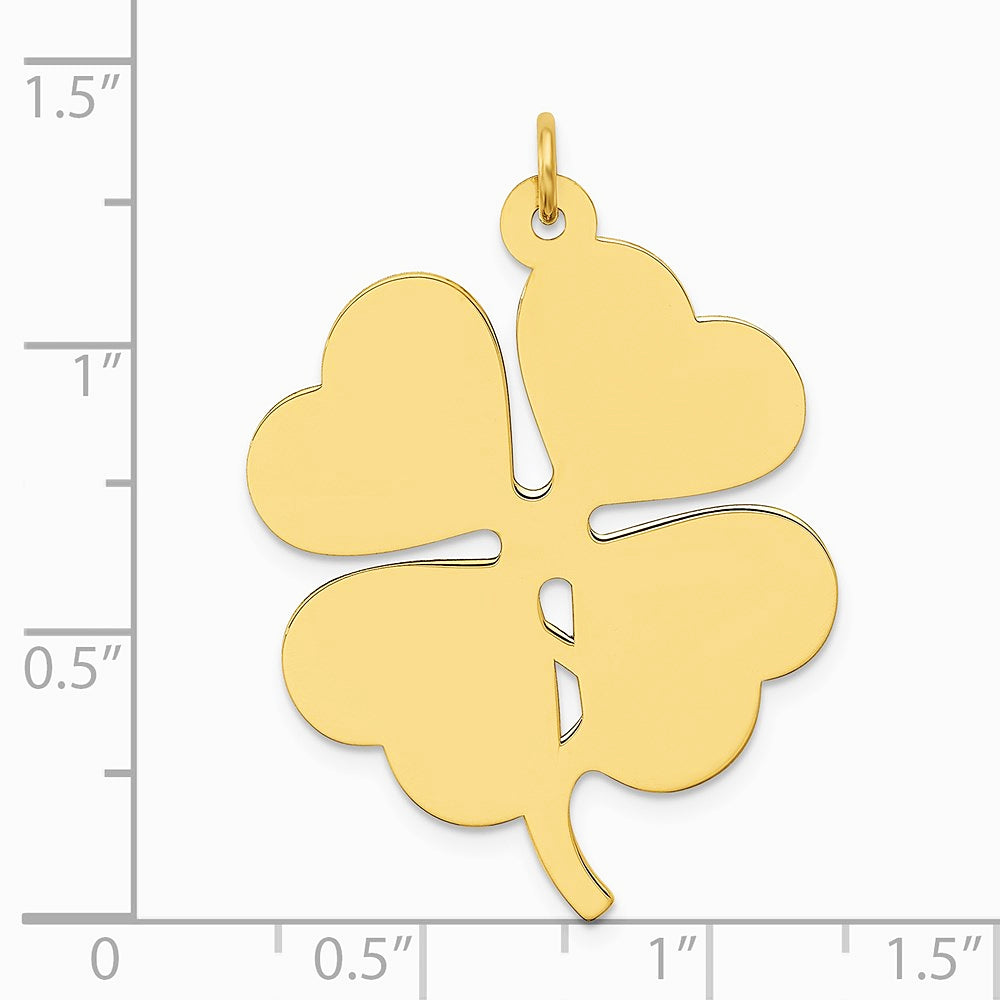 14K Yellow Gold Plain .018 Gauge Engravable Clover Disc Charm - Product Photo
