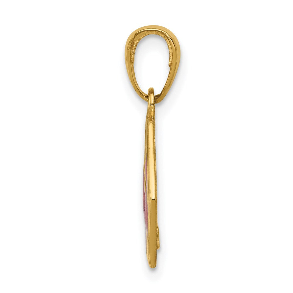 14k Enameled Textured Back Medical Disk Pendant - Product Photo