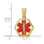 14k Enameled Textured Back Medical Disk Pendant - Product Photo