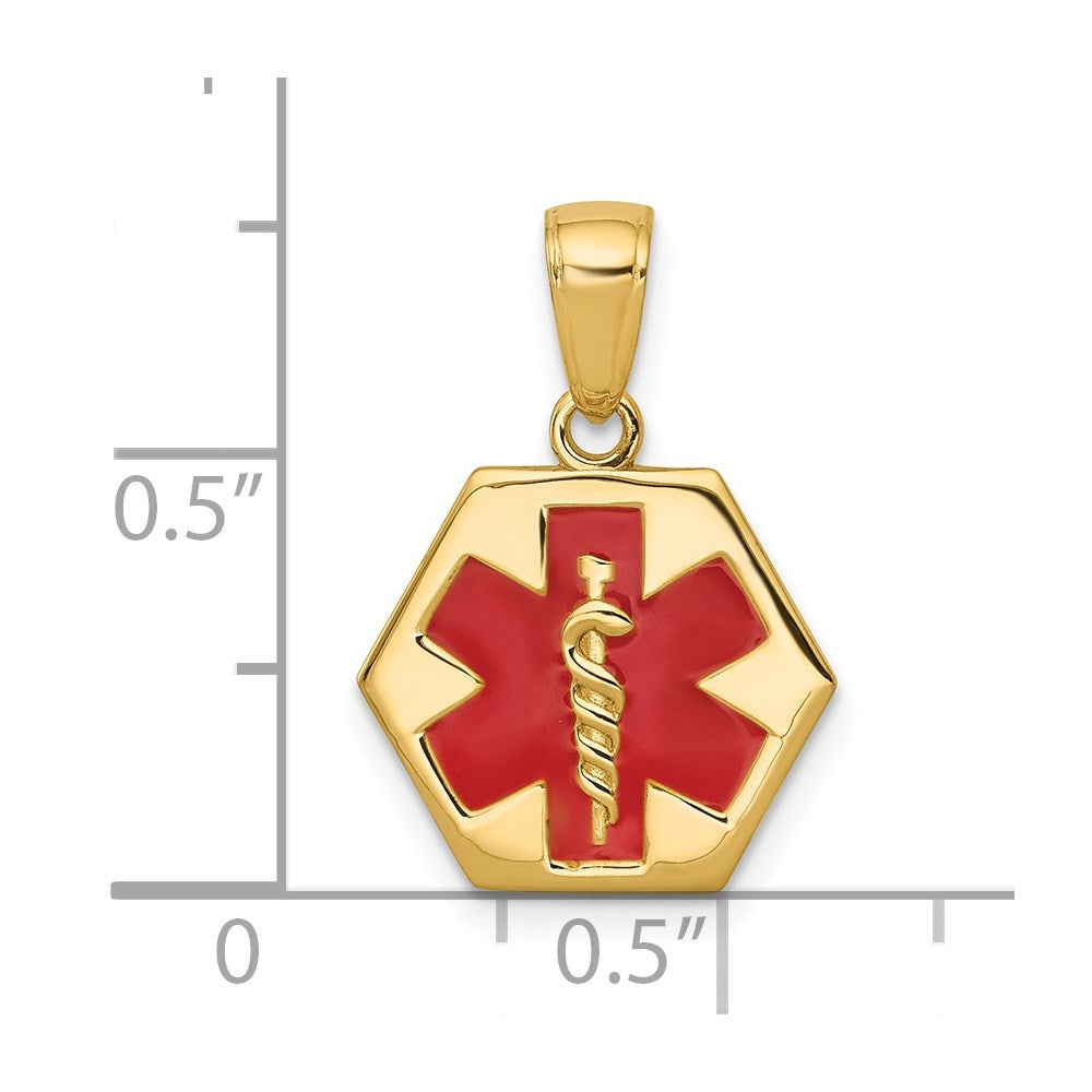 14k Enameled Textured Back Medical Disk Pendant - Product Photo