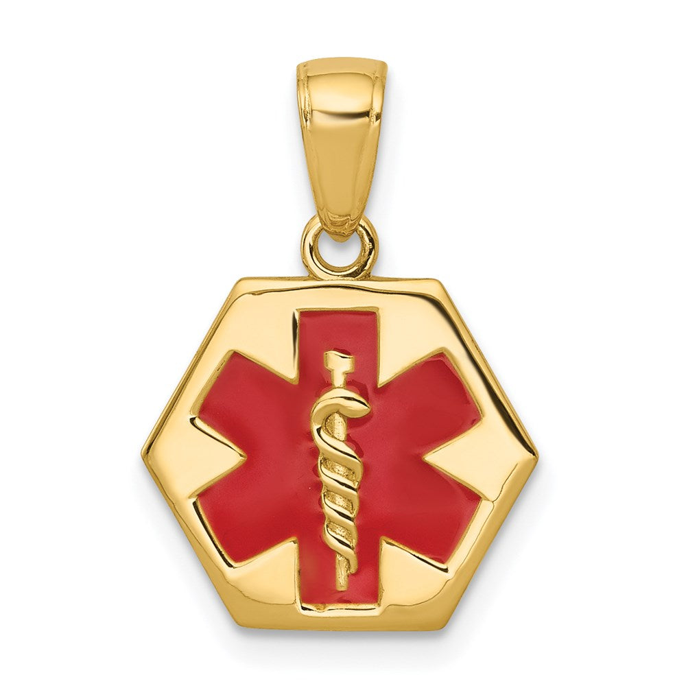 14k Enameled Textured Back Medical Disk Pendant - Product Photo