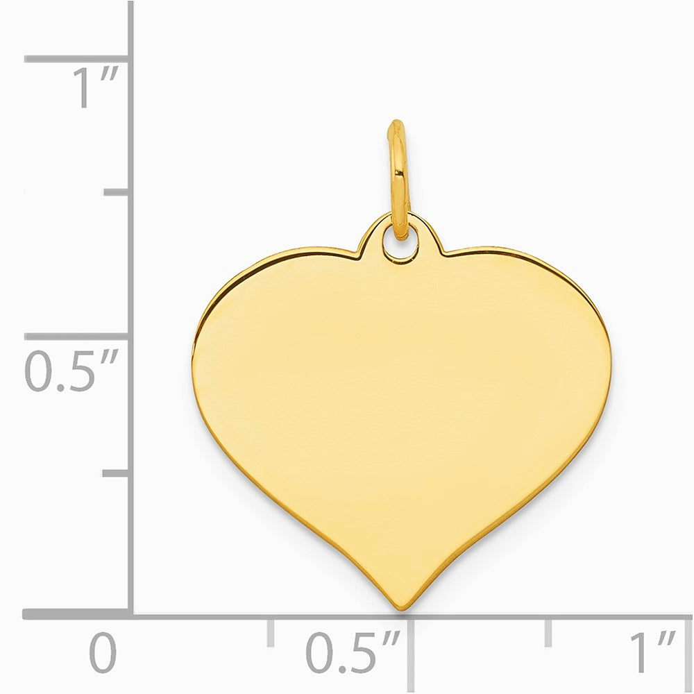 10K / 14K Yellow Gold Plain .018 Gauge Heart Disc Charm - Product Photo