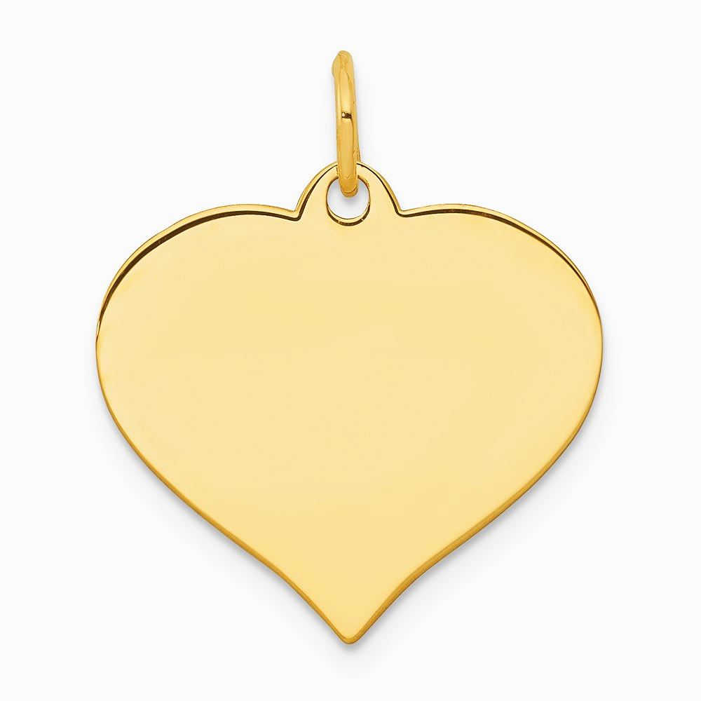 10K / 14K Yellow Gold Plain .018 Gauge Heart Disc Charm - Product Photo