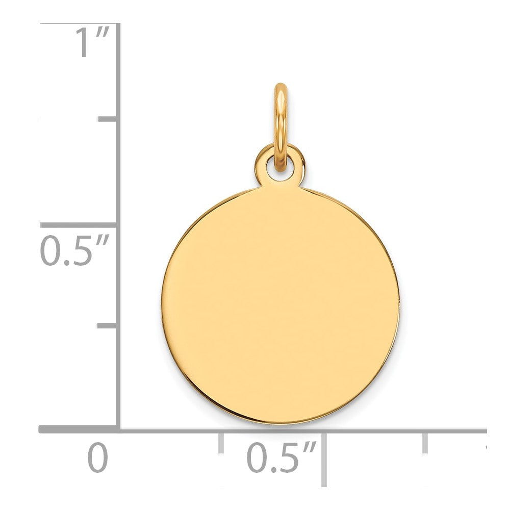 10K / 14K Yellow Gold Plain .018 Gauge Circular Engravable Disc Charm - Product Photo