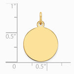 10K Yellow Gold Plain .032 Gauge Circular Engravable Disc Charm - Product Photo