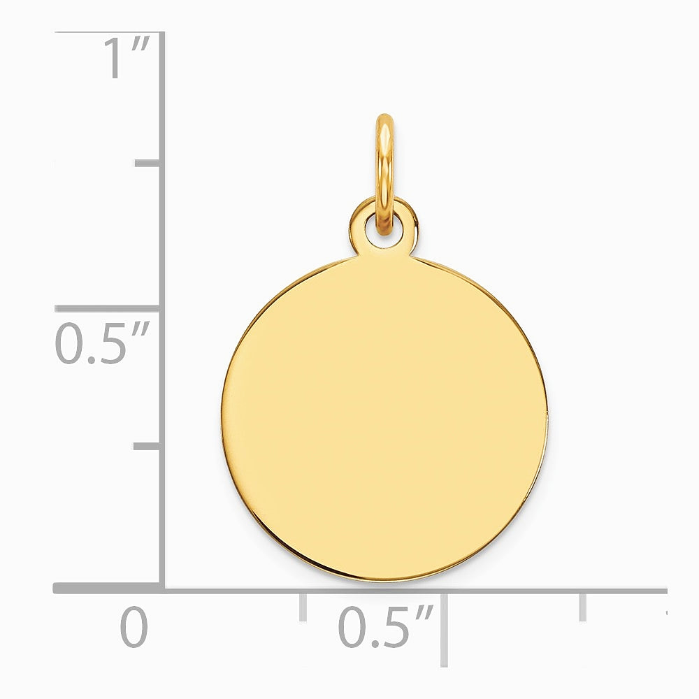 10K Yellow Gold Plain .032 Gauge Circular Engravable Disc Charm - Product Photo