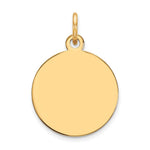 10K / 14K Yellow Gold Plain .018 Gauge Circular Engravable Disc Charm - Product Photo