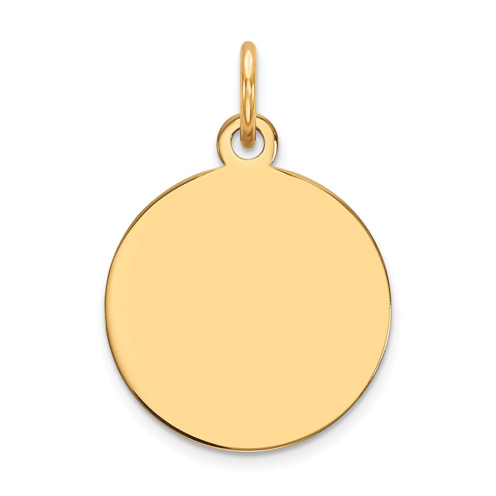 10K / 14K Yellow Gold Plain .018 Gauge Circular Engravable Disc Charm - Product Photo