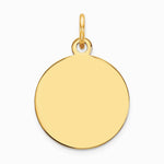 10K Yellow Gold Plain .032 Gauge Circular Engravable Disc Charm - Product Photo