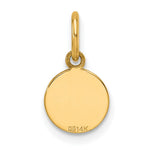 10K / 14K Yellow Gold Plain .013 Gauge Circular Engravable Disc Charm - Product Photo