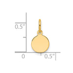 10K / 14K Yellow Gold Plain .013 Gauge Circular Engravable Disc Charm - Product Photo