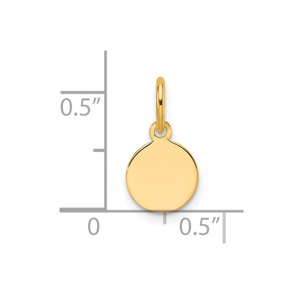 10K / 14K Yellow Gold Plain .013 Gauge Circular Engravable Disc Charm - Product Photo
