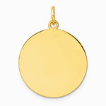 10K / 14K Yellow Gold Plain .013 Gauge Circular Engravable Disc Charm - Product Photo