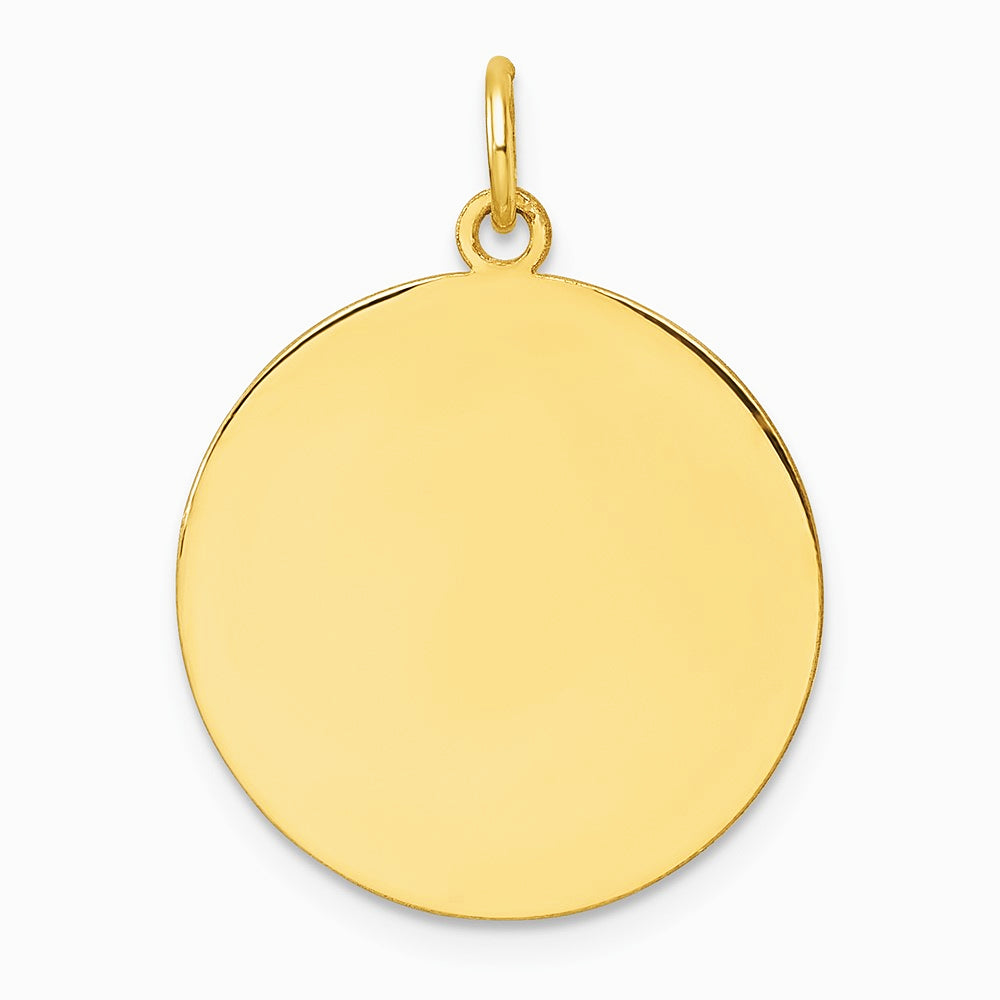 10K / 14K Yellow Gold Plain .013 Gauge Circular Engravable Disc Charm - Product Photo