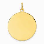 10K / 14K Yellow Gold Plain .013 Gauge Circular Engravable Disc Charm - Product Photo
