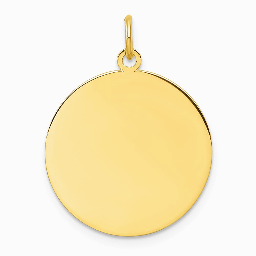10K / 14K Yellow Gold Plain .013 Gauge Circular Engravable Disc Charm - Product Photo