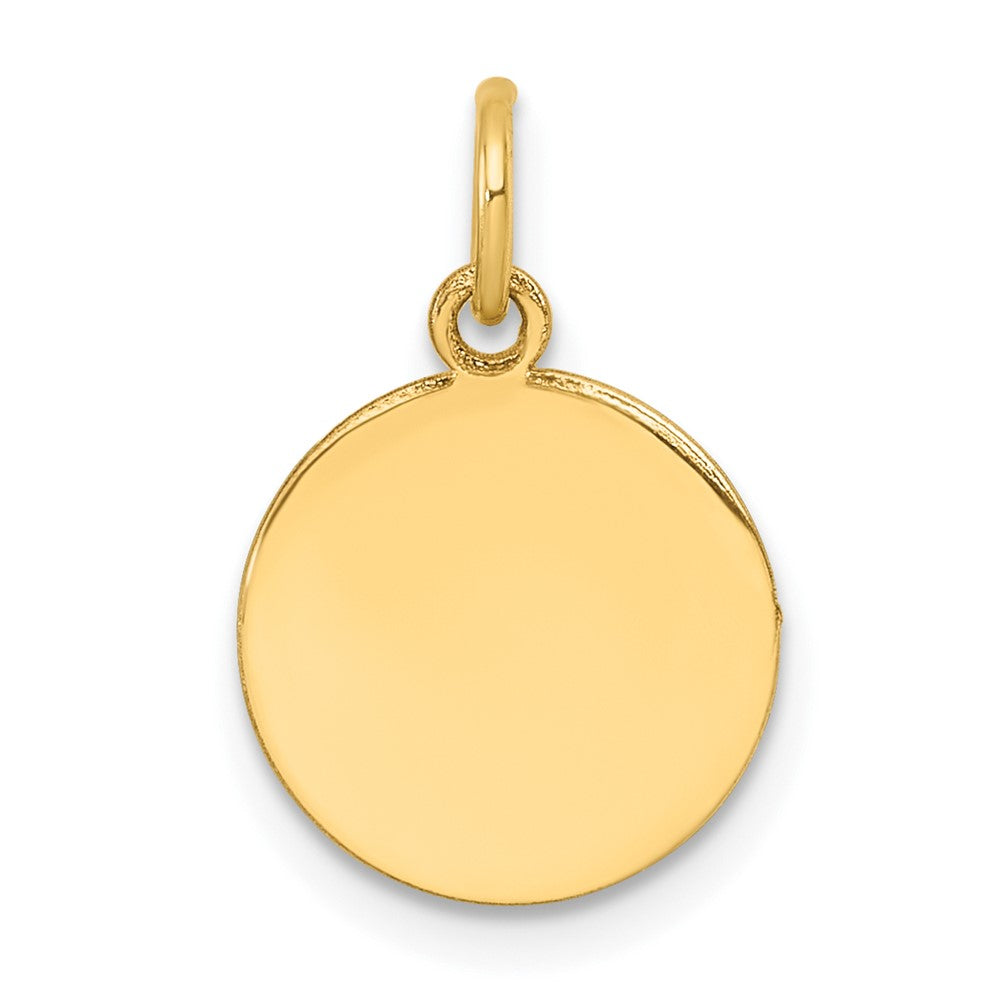 10K / 14K Yellow Gold Plain .013 Gauge Circular Engravable Disc Charm - Product Photo