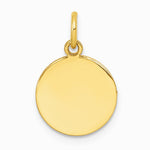 14K Yellow Gold Round Disc Charm - Product Photo