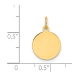 10K / 14K Yellow Gold Plain .013 Gauge Circular Engravable Disc Charm - Product Photo