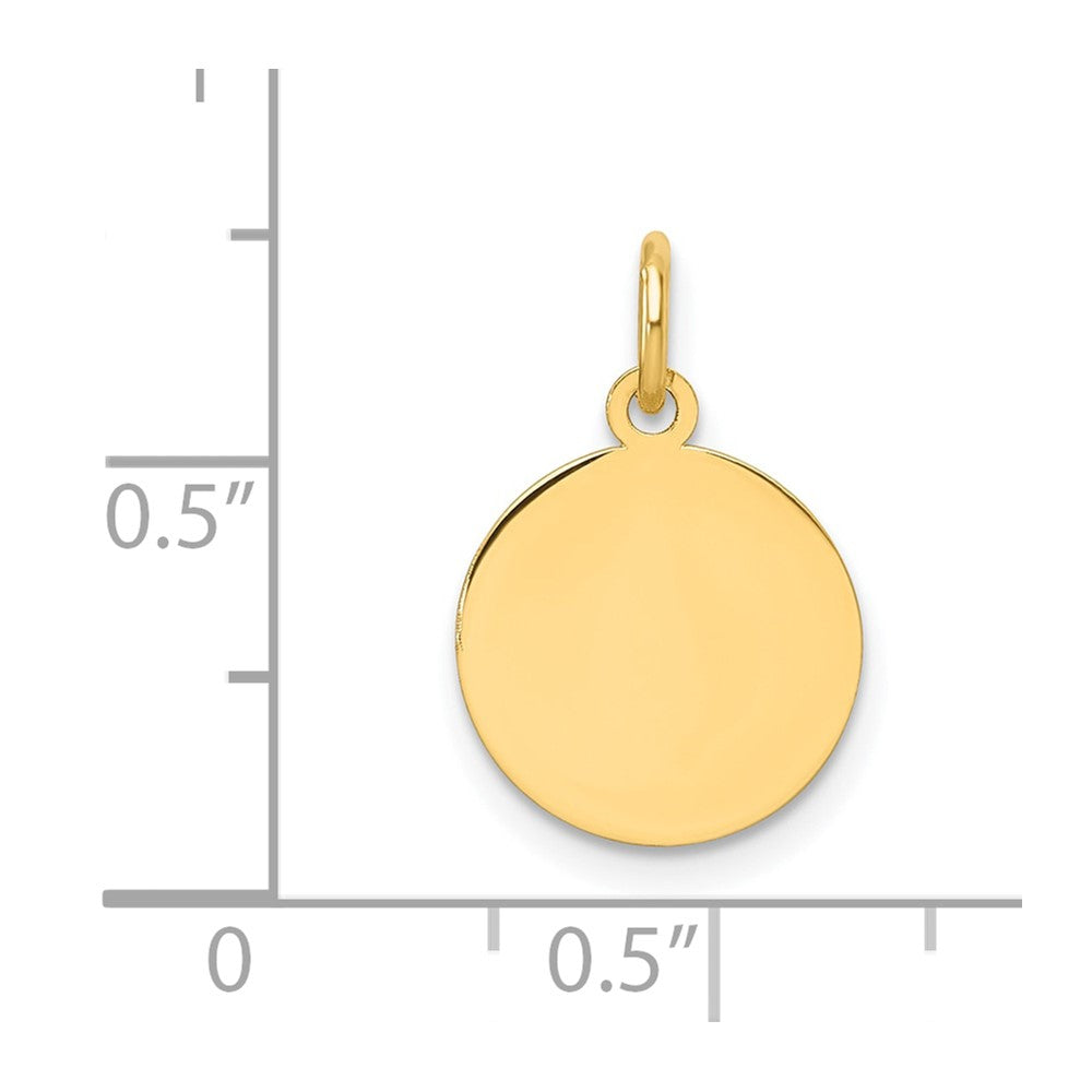 10K / 14K Yellow Gold Plain .013 Gauge Circular Engravable Disc Charm - Product Photo