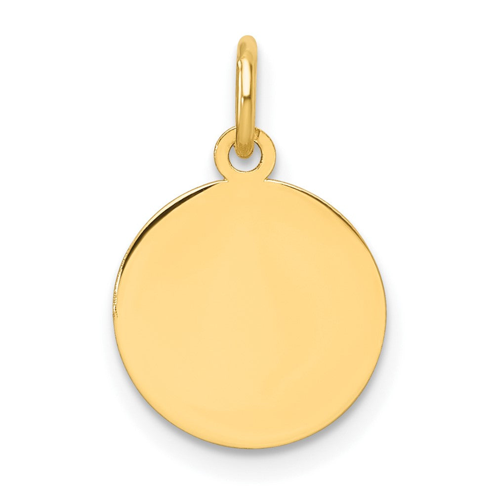 10K / 14K Yellow Gold Plain .013 Gauge Circular Engravable Disc Charm - Product Photo