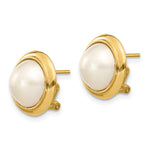 14k 10-11mm White Freshwater Cultured Mabe Pearl Omega Back Earrings - Product Photo