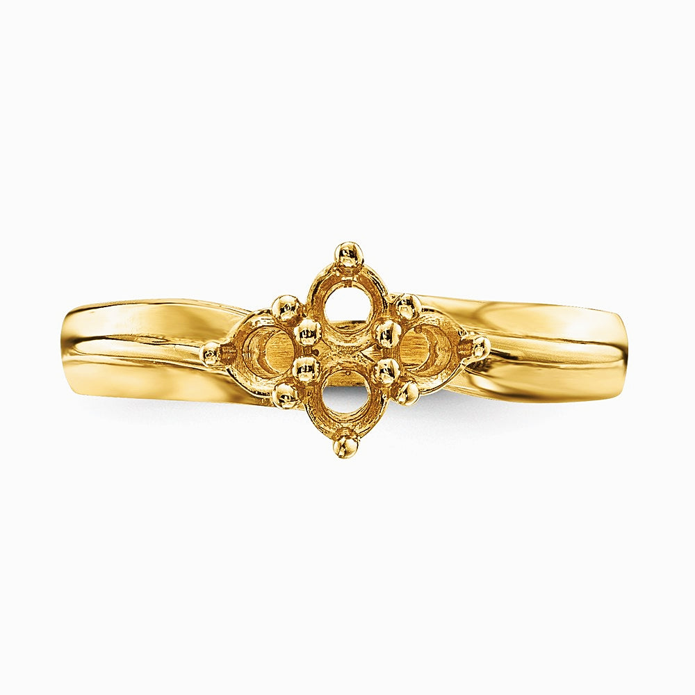 14K Yellow Gold Polished 4-Stone Mothers Ring Mounting - Product Photo