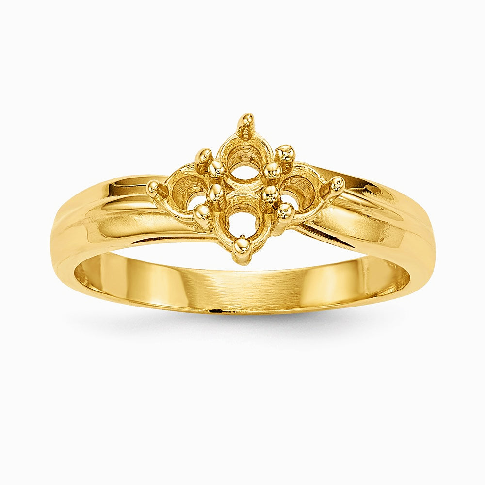 14K Yellow Gold Polished 4-Stone Mothers Ring Mounting - Product Photo