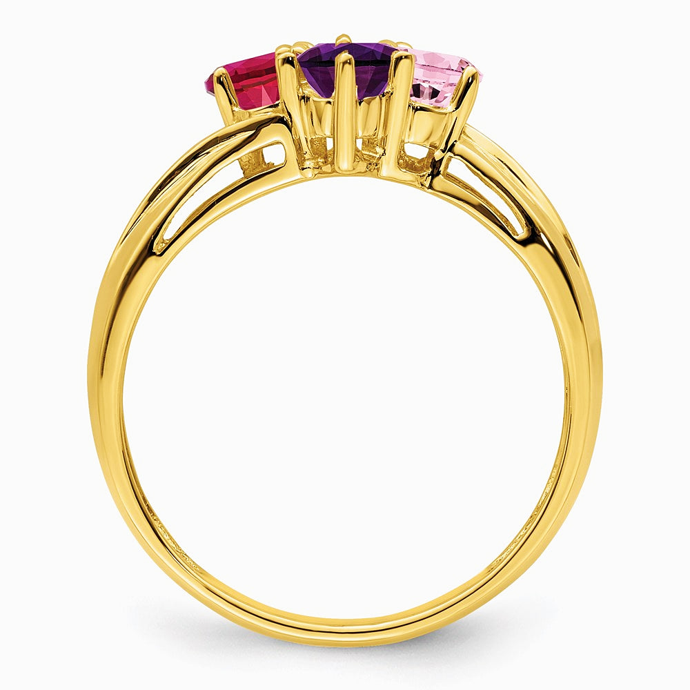 14K Yellow Gold Polished 4-Stone Mothers Ring Mounting - Product Photo