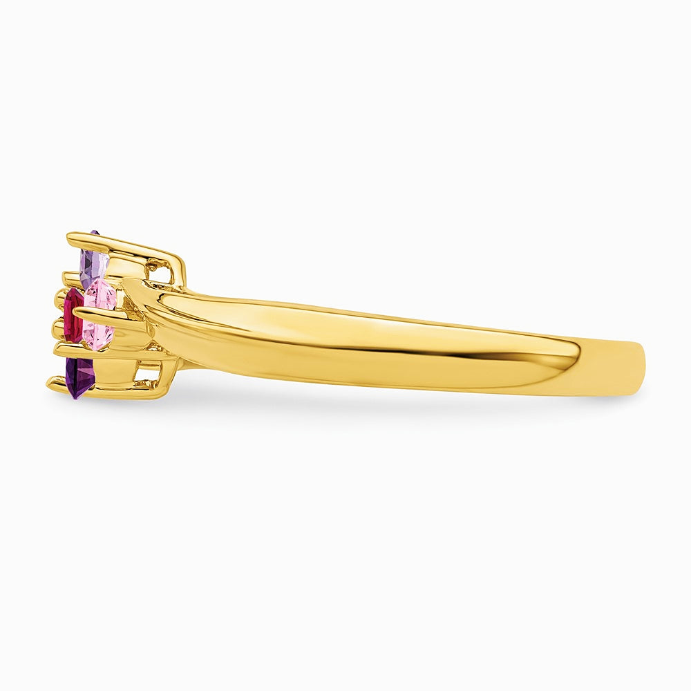 14K Yellow Gold Polished 4-Stone Mothers Ring Mounting - Product Photo