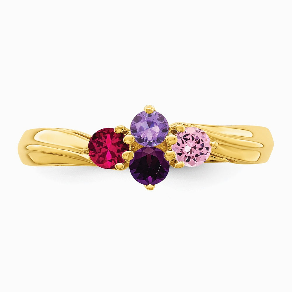 14K Yellow Gold Polished 4-Stone Mothers Ring Mounting - Product Photo