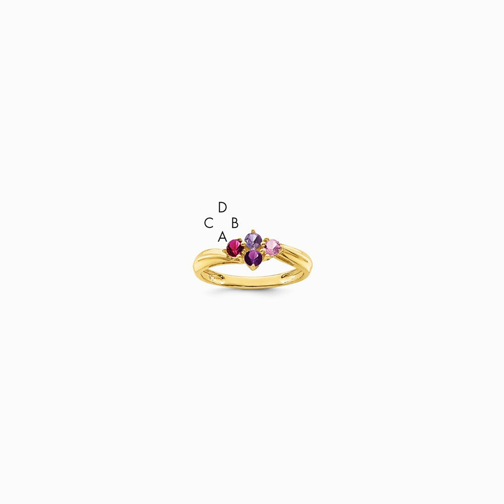 14K Yellow Gold Polished 4-Stone Mothers Ring Mounting - Product Photo