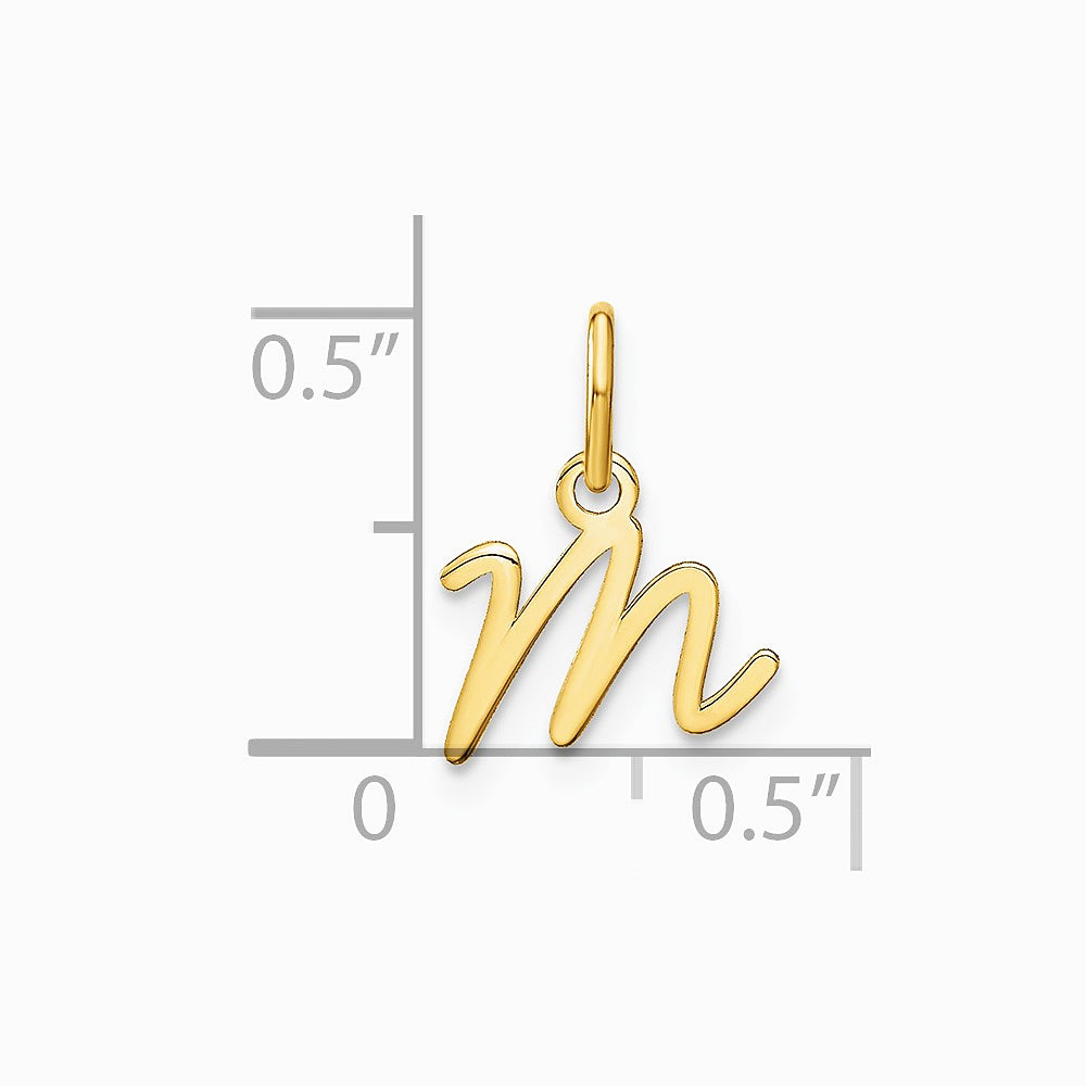 10K / 14K Yellow Gold 10KY Upper case Letter M Initial Charm - Product Photo