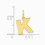14K Yellow Gold 14ky Letter K Initial Pendant - Product Photo
