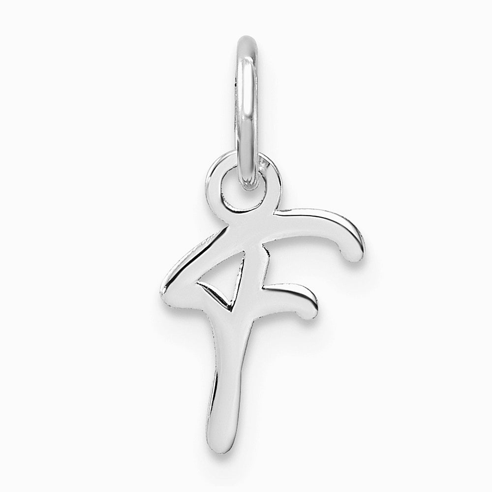 14K White Gold Uppercase Letter F Initial Charm - Product Photo