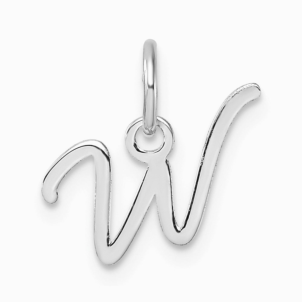 14K White Gold Uppercase Letter W Initial Charm