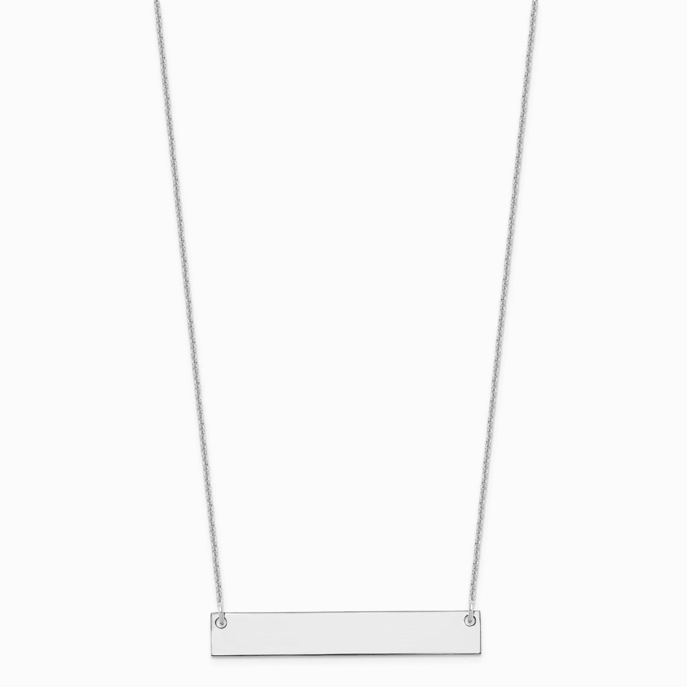 14K White Gold Medium Blank Bar Necklace - Product Photo