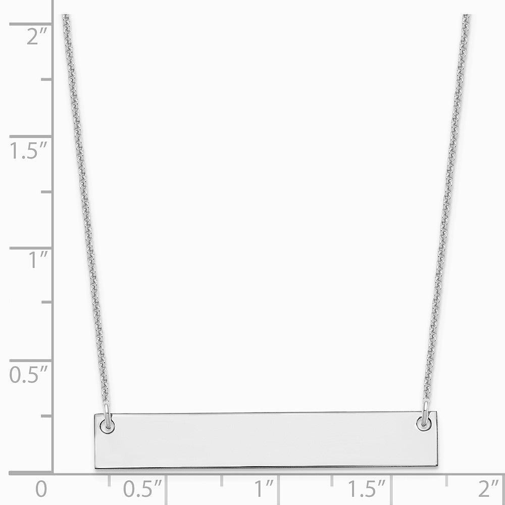 14K White Gold Medium Blank Bar Necklace - Product Photo